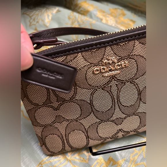 Coach Tan and Brown Signature Wristlet - Picture 2 of 7